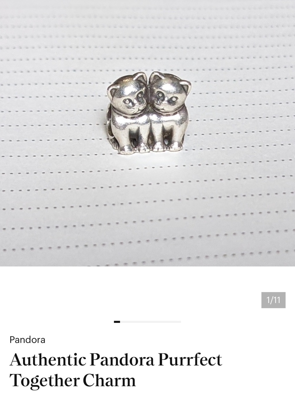 Authentic Pandora Purrfect Together Charm